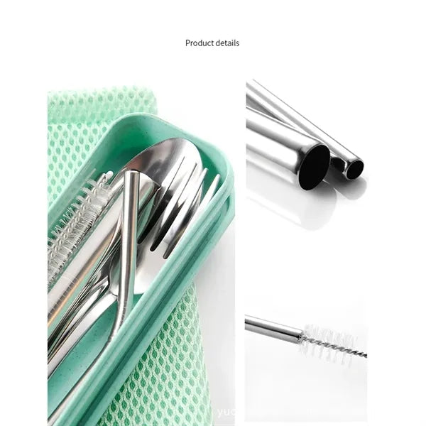 Portable 7 pcs Stainless Steel Cutlery Set