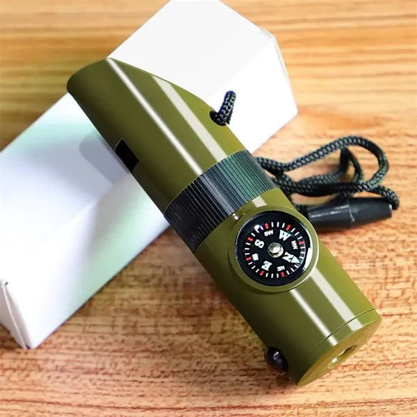 Outdoor Survival Whistle Compass Flashlight Reflector