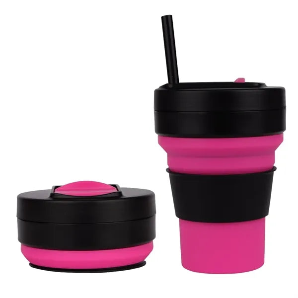 Straw Coffee Cup, Outdoor Convenient Folding Water Cup