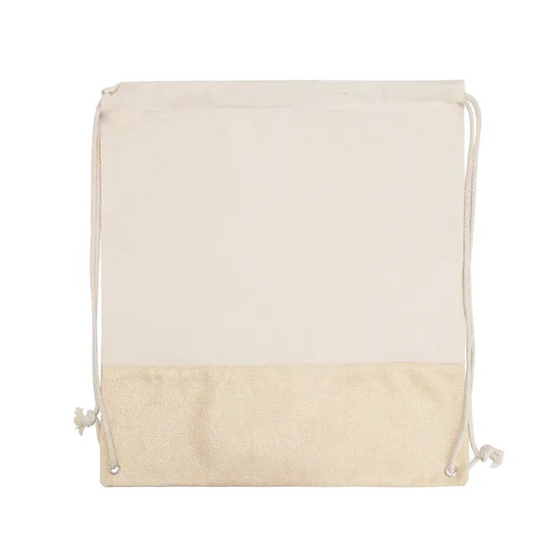 Two-Tone Cotton/ Burlap Drawstring Bag