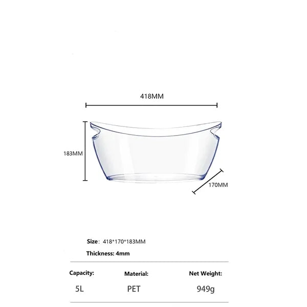 5 L Large PET Plastic Ice Bucket for Parties Cocktail Bar