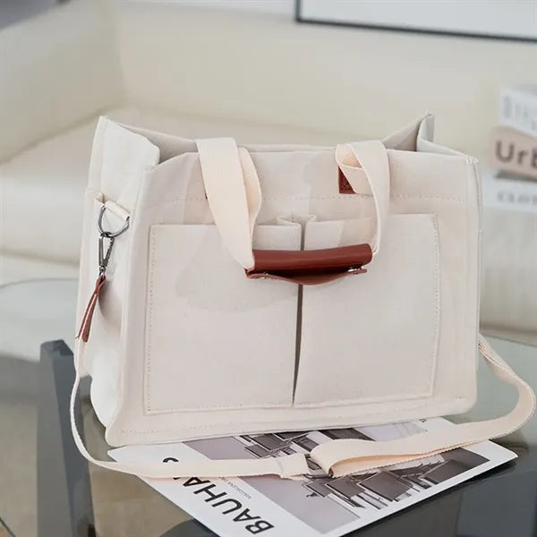 Large Capacity Canvas Tote Bag for Work Travel Shopping