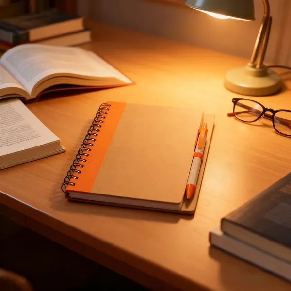 Spiral Kraft Paper Notebooks with Pens