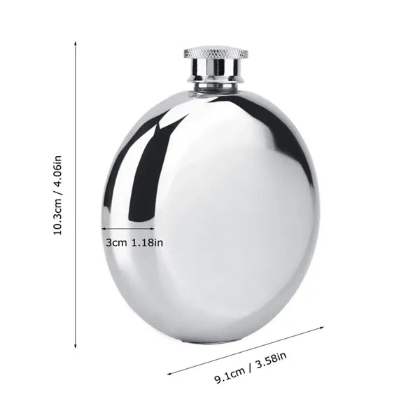 5 Oz. Mirror Finish Round Hip Flask