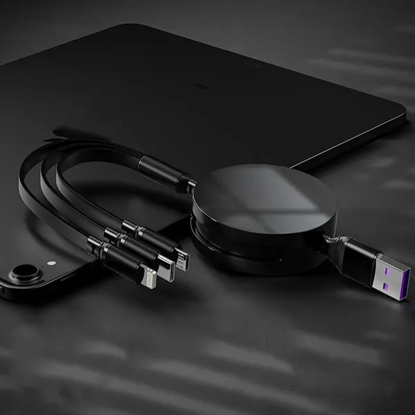 100W 3 in 1 Retractable Charging Cable Fast Charger