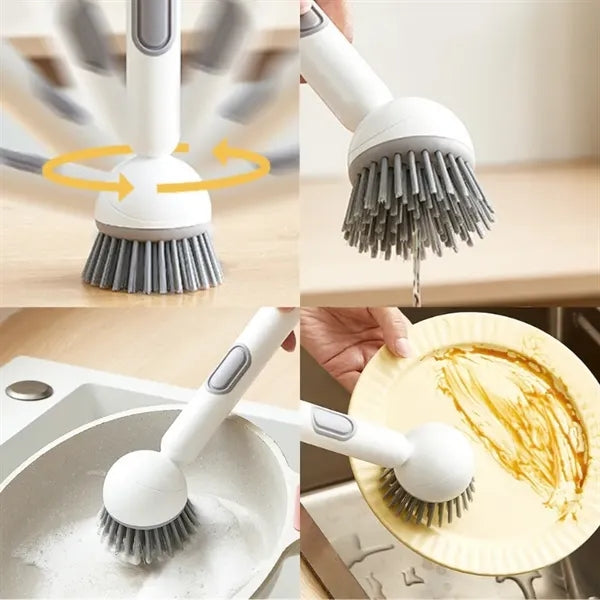 Soap Dispensing Dish Scrubber With Ergonomic Grip