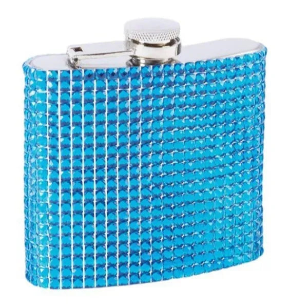 Women 6oz Stainless Steel Diamond Design Hip Flask
