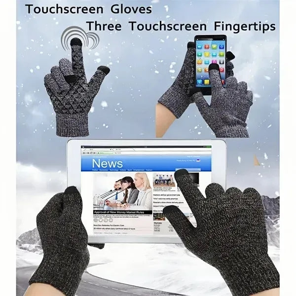 Warm non-slip touch screen knitted gloves