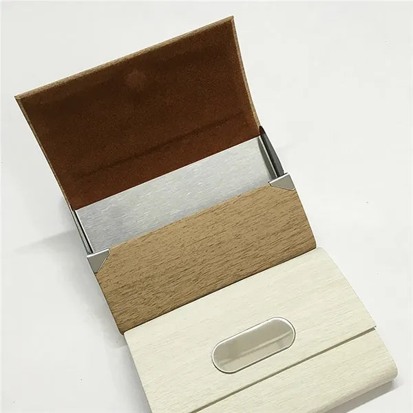 Business Pu Wooden Name Card Case