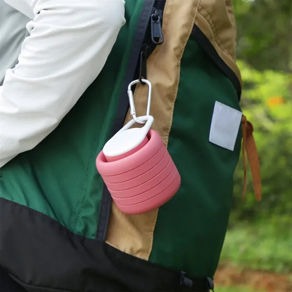 Collapsible Silicone Water Cup 20Oz With Carabiner Clip