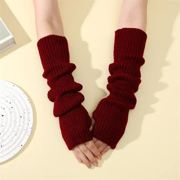 Long Fingerless Winter Knit Arm Warm Gloves
