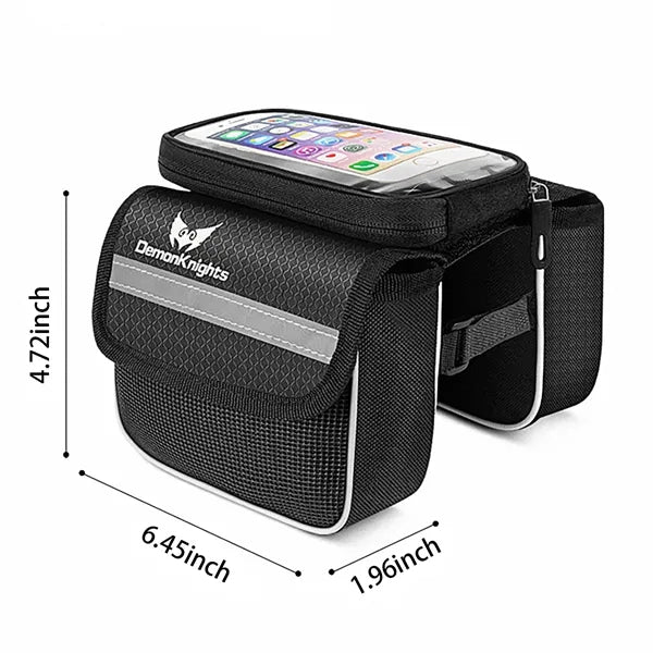 Waterproof Bicycle Frame Beam Bag with Dual Zippers