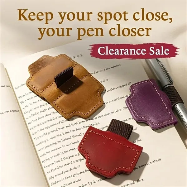PU Leather Magnetic Bookmark with Pen Holder Durable Elegant