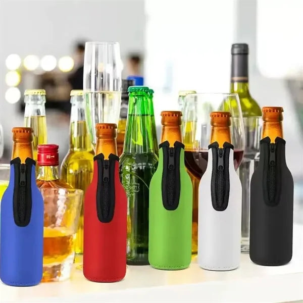 Zippered Full-Color Neoprene Bottle Coolie