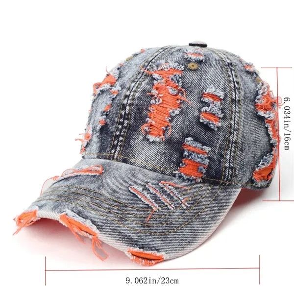 Washed Denim Colorful Unisex Patchwork Baseball Cap