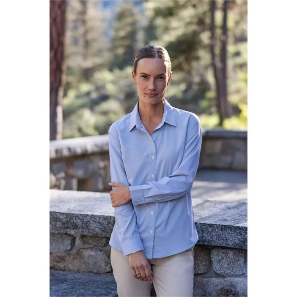 Cutter & Buck Skyline Recycled Pinstripe Womens Long Slee...