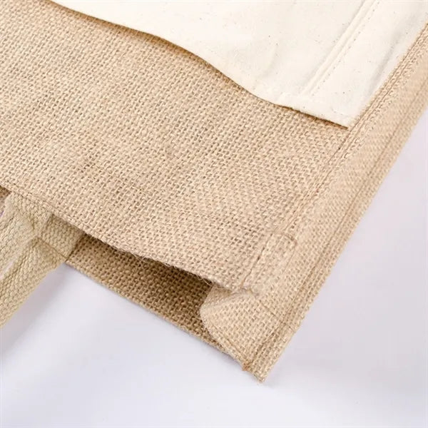 Large Grocery Jute Tote Bag With Front Pocket
