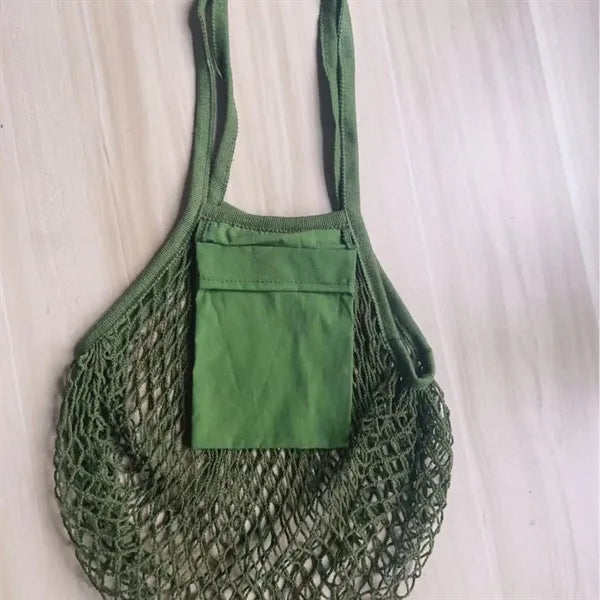 Collapsible Cotton Mesh Tote With Front Pocket