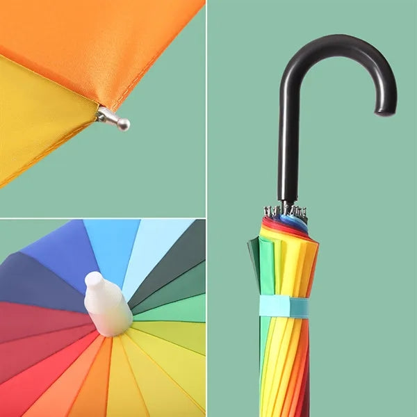 16-Panel Rainbow Golf Umbrella With Steel Frame