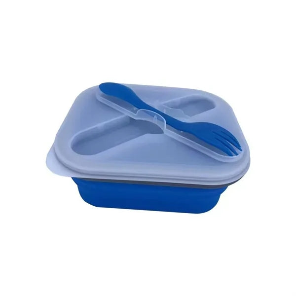 Collapsible Silicone Lunch Box With Utensil Set
