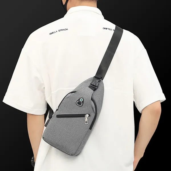 Crossbody Chest Bag With Charging and Headphone Hole