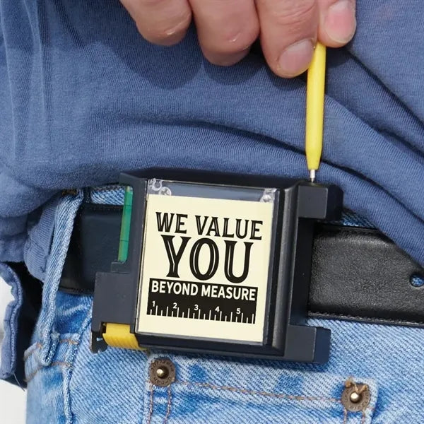 Precision 4-in1 Tape Measure with Level, Paper & Pen