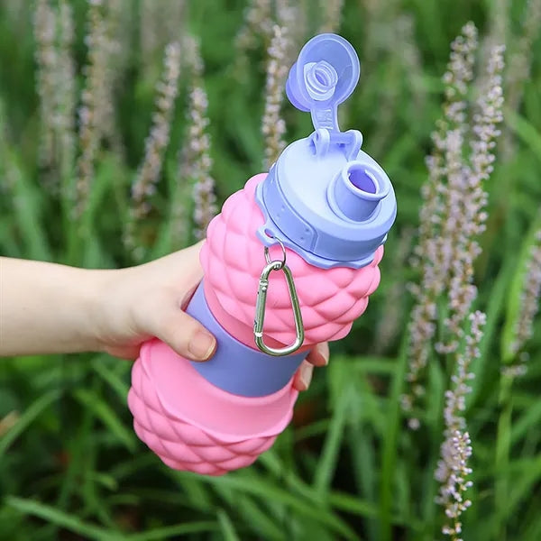 24oz Pineapple Collapsible Silicone Water Bottle