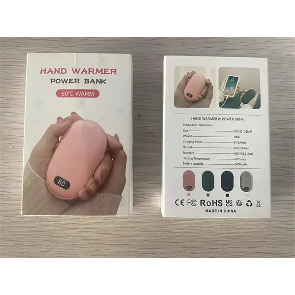 2 in 1 USB Rechargeable Hand Warmer Power Bank Pocket Heater