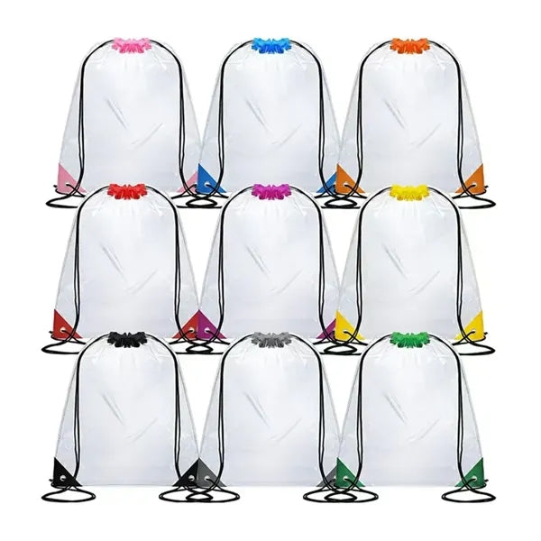 Logo PVC Stadium Clear Waterproof Drawstring Bag