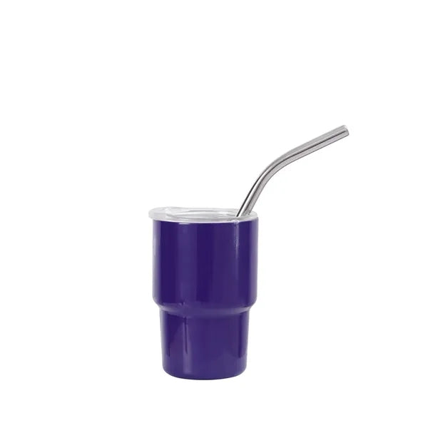 3 oz Mini Tumbler Shot Glass with Straw