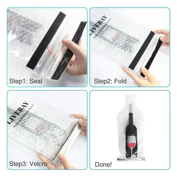 Protective PVC Bubble Wrap Shockproof Wine Bottle Bag