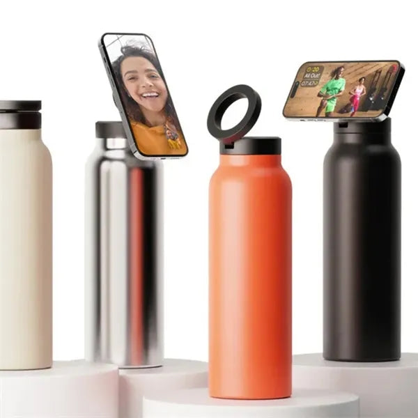 Magnetic Phone Holder Stainless Steel Insulated Water Bottle