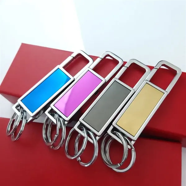 Metal Long Square Shape Key Chain With Hook