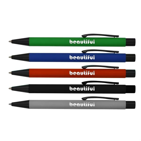 Soft Rubber Click Metal Ballpoint Pen with Chrome Engraving