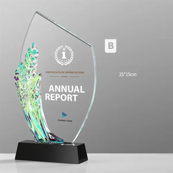 Colorful Custom Crystal Award Glass Appreciation Trophy