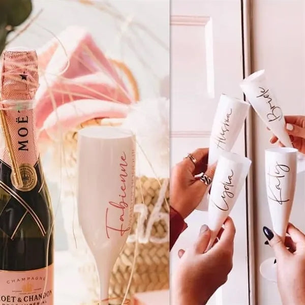 6 oz White Plastic Champagne Glasses