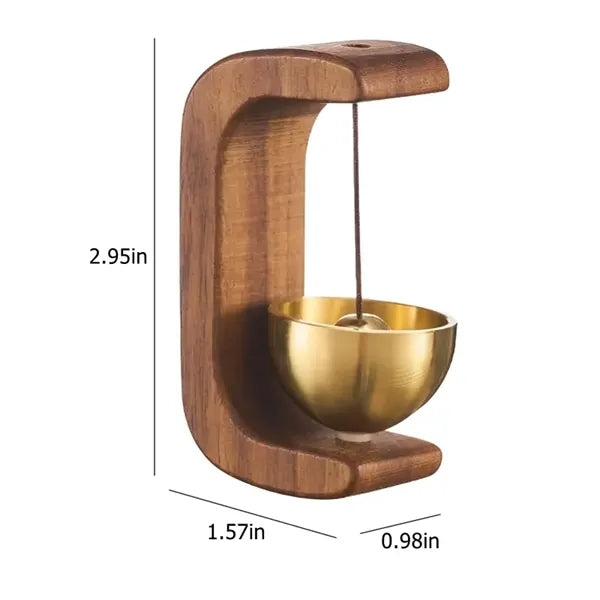 Magnetic Wooden Door Chime Bell with Brass Accent