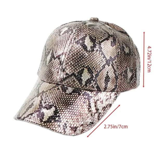 Summer Fashion PU Snake Pattern Baseball Hat