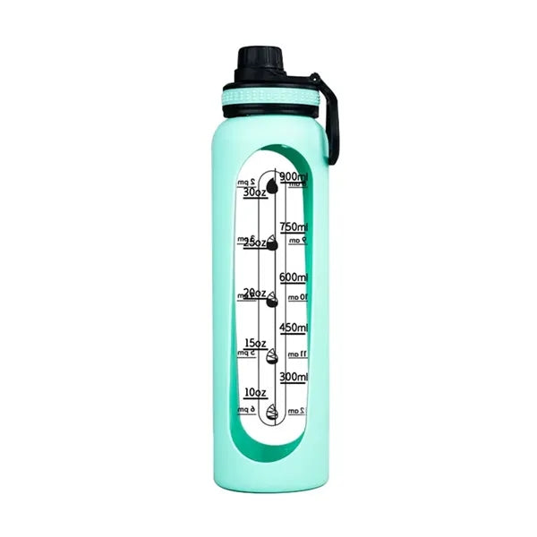 32oz Time-Marked Water Bottle with Protective Sleeve