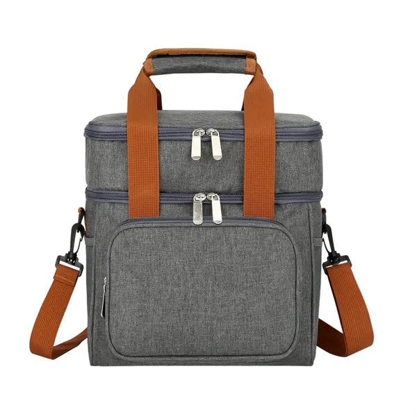 Wide Open Dual Compartment Lunch Bag With Shoulder Strap