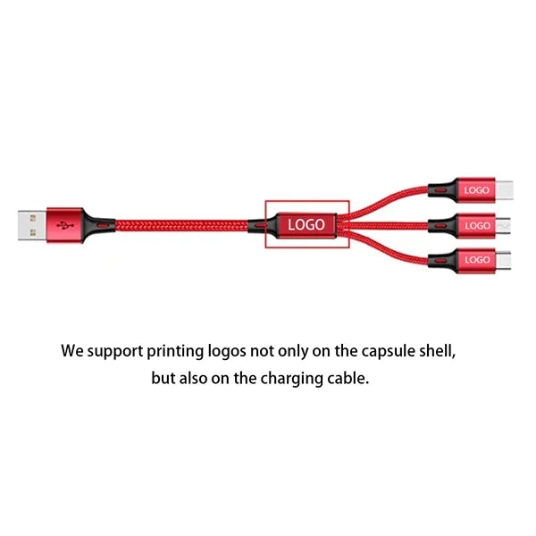 USB 3-in-1 Charging Cable with Capsule Case
