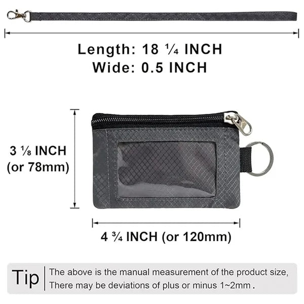 Minimalist RFID Wallet with Lanyard ID Case with Zipper
