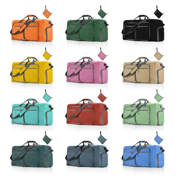 65L foldable travel duffle bag with shoe compartment