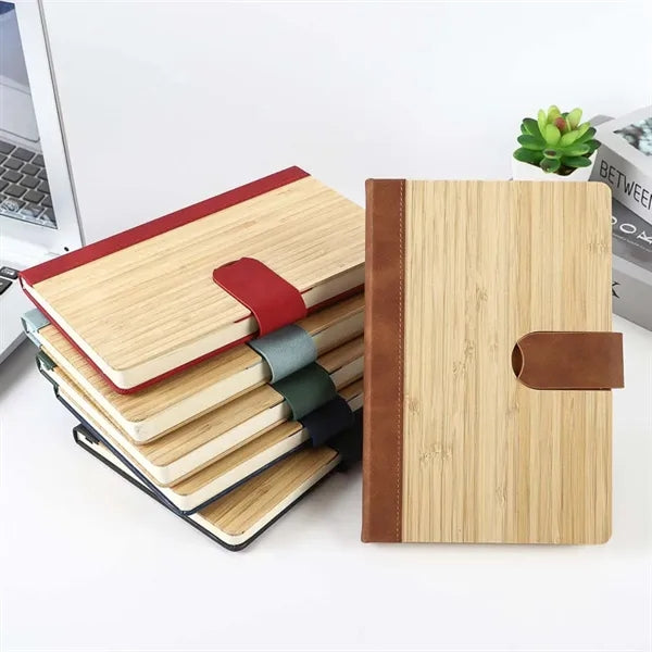 Eco-friendly bamboo journal notebook with magnetic buckle