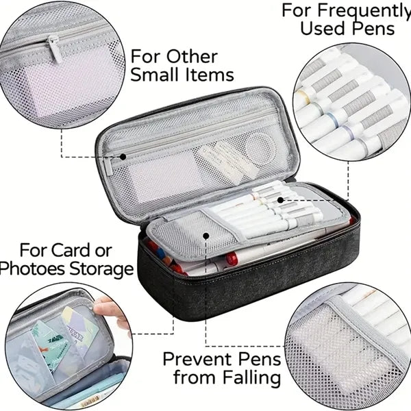 Large Capacity Pencil Case with Zipper Closure
