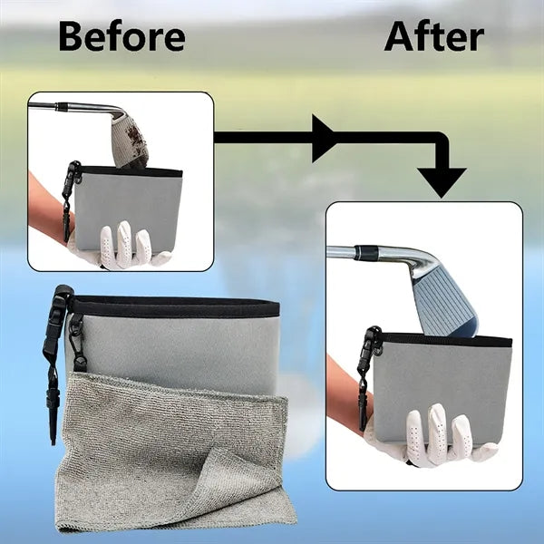 Golf Ball Cleaning Bag with a towel