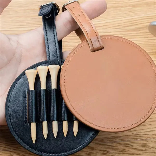 Golf Leather Round Tag Tee Set