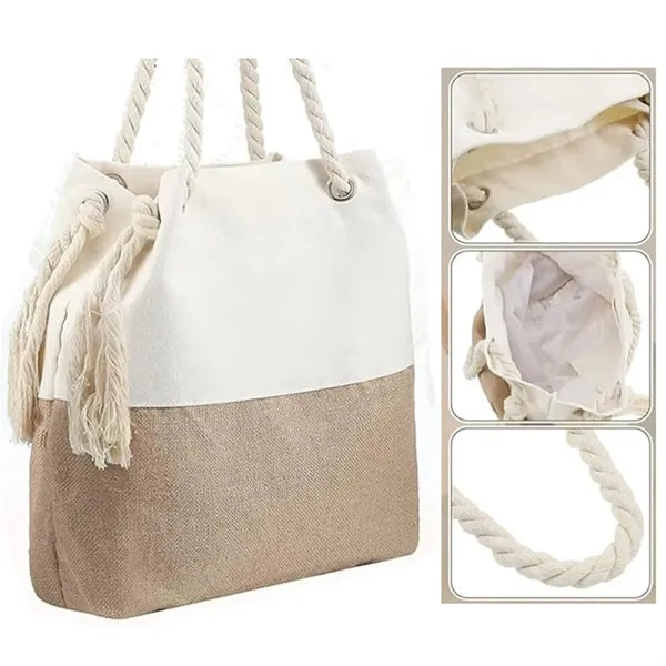 Hand-held Patchwork Style Canvas Bag