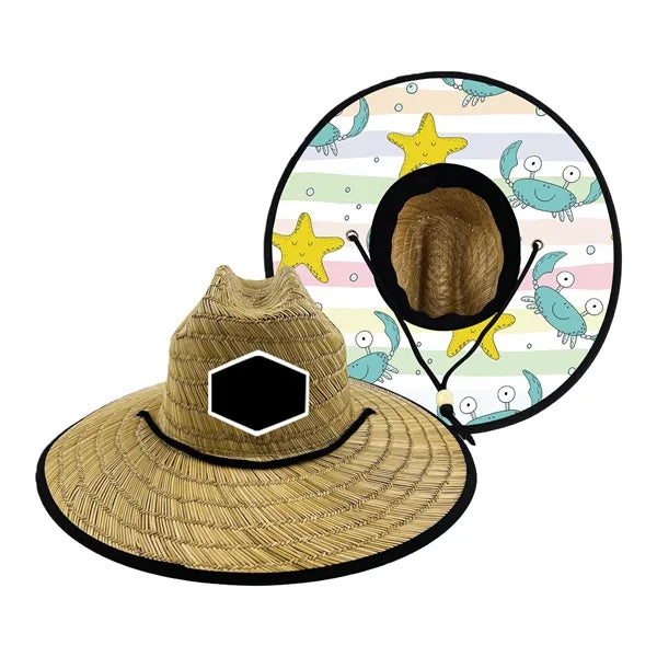 Straw Lifeguard Sun Hat Wide Brim Design