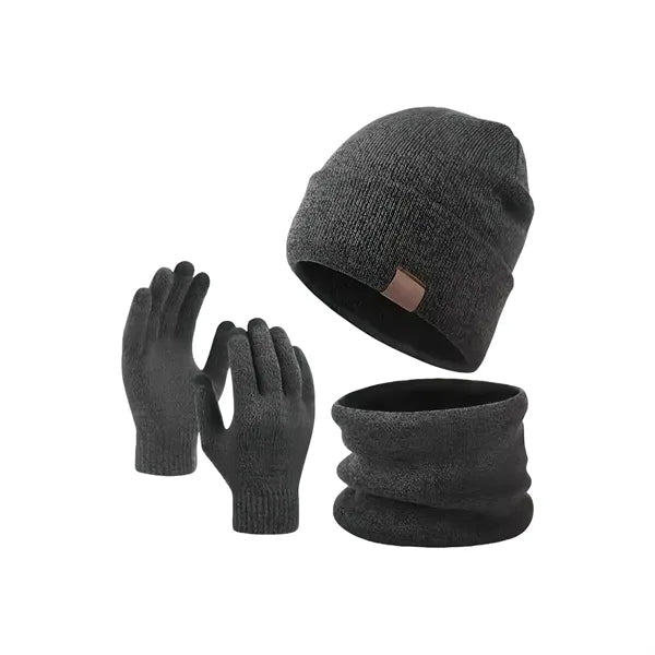 3 Pieces Set Winter Thicken Knit Beanie/Scarf/ Gloves